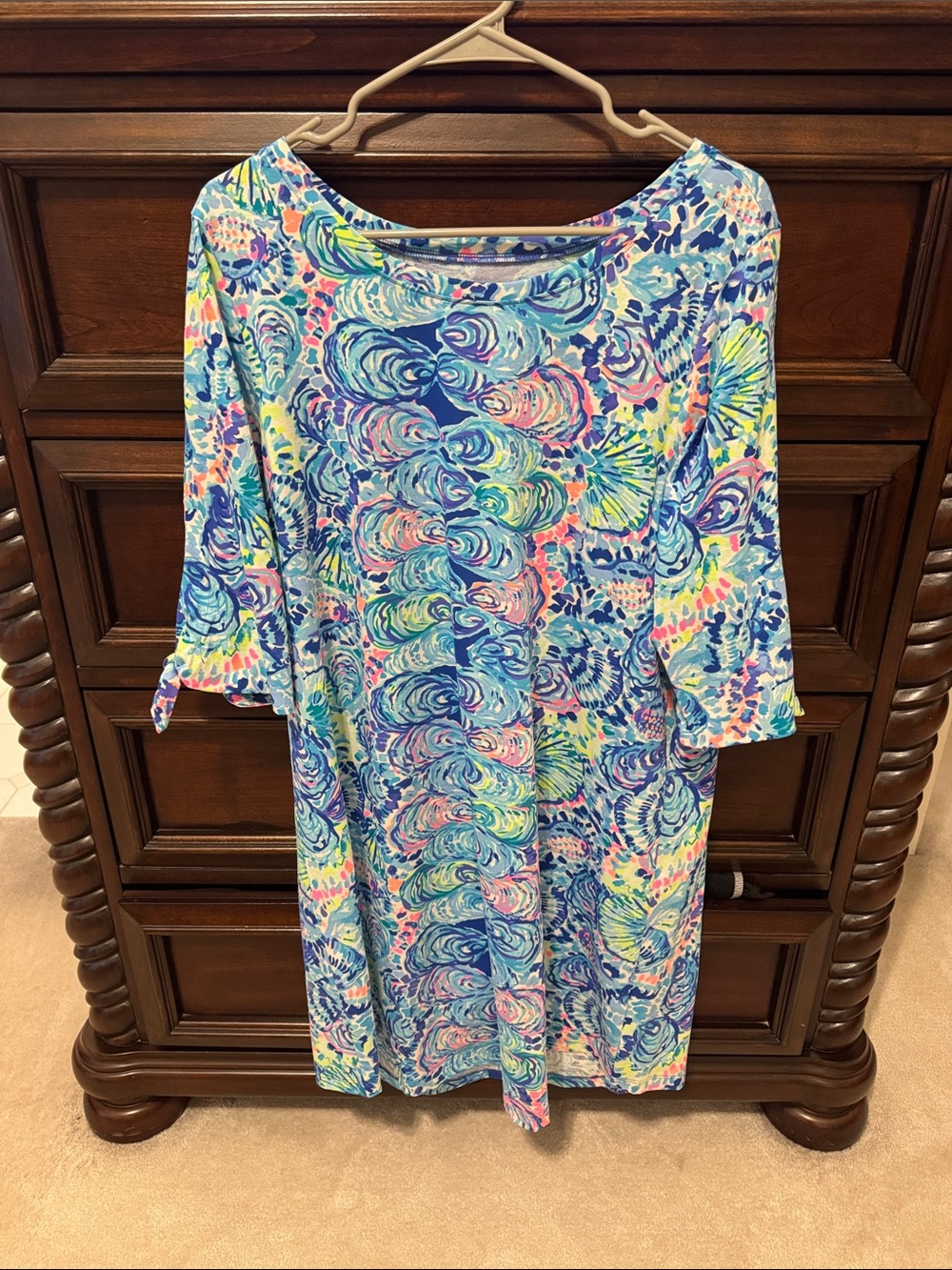 Lilly Pulitzer boat neck tie sleeves XL dress